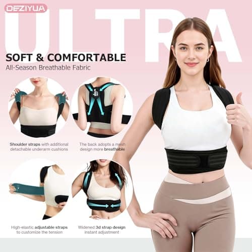 DEZIYUA Posture Corrector Back Brace for Women and Men, Shoulder Straightener, Adjustable Back Support Brace, Back Pain Relief – Slouching, Scoliosis, Hunchback, Hump, Thoracic, Spine Alignment – with Adjustable Shoulder Straps, Posture Support. Posture Corrector Back Brace - L (Underbust 31''-37'') - Thumbnail 4
