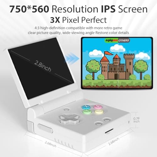 Miyoo Mini Flip Retro Handheld Game Console, 2.8 Inch 750*560 IPS Screen, Portable Linux Emulator Handheld, Gift for Men & Women, Yellow - Thumbnail 3