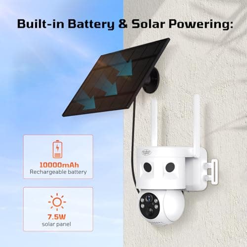 4G LTE Cellular Security Camera 180°Automatic Intrusion Detection and 360°Panoramic View Home and Outdoor Security Camera with Solar Panel, 2K Video Illumination at Night-4G-New - Thumbnail 5