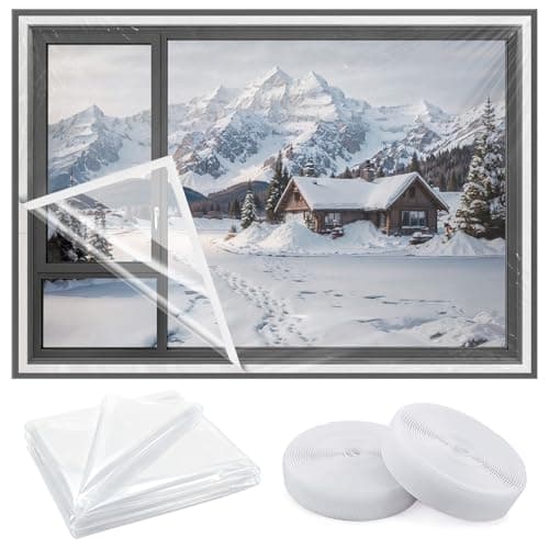 Heavy Duty Window Insulation Kit for Winter - 75 in x 79 in Clear Plastic 180㎛ Thick Shrink Film on Windows and Patio Doors, Reusable Storm Window Kit​ for Sliding Doors & Large Windows​ - Image 1