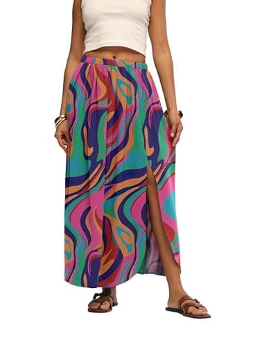 HiMONE Womens Maxi Skirts High Waisted Flowy A Line Weekend Skirt with Side Slit for Spring Summer 2026 - Image 1
