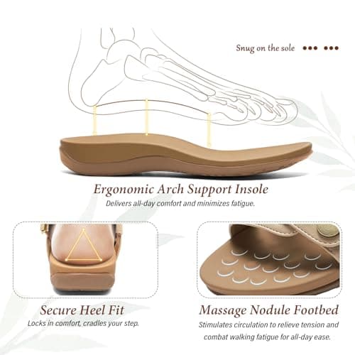 Littleplum Orthopedic Sandals for Women Arch Support Comfortable Flat Adjuatable Sandals for Walking Summer Beach, Apricot Size 8.5 - Thumbnail 4