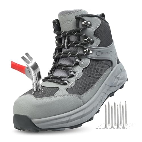 Steel Toe Work Boots for Men Non Slip Puncture Proof Safety Work Shoes for Men with Indestructible Construction Comfortable Perfect for Outdoor, Hiking, Construction Black 10.5 - Image 1