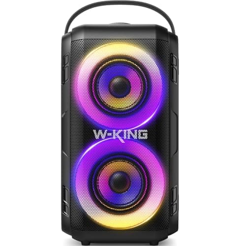 W-KING 80W Portable Party Boom Box Outdoor Wireless Bluetooth Speaker Loud Big Large with 2 Full-Range Drivers-Super Bass with Lights, IPX5, Huge 105dB Sound, 24H, U-Disk, TF, AUX, EQ - Image 1