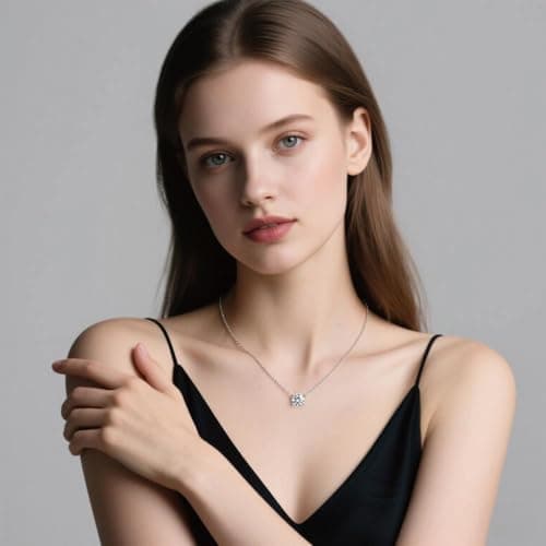 Ve Celestelle Moissanite Necklace for Women 1-2CT D Color VVS1 Clarity Lab-Created 18K Gold Plated 925 Sterling Silver Hypoallergenic Necklace for Women Men Wedding Valentine’s Gift (18K White Gold Plated S925, 1CT) - Thumbnail 2