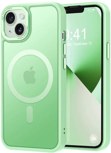 Thomo Strong Magnetic for iPhone 13 Case & iPhone 14 Case [Compatible with Magsafe] Translucent Matte Slim Shockproof Women Girl Anti-Fingerprint Protective Case for iPhone 14/13 6.1", Matcha Green - Image 1