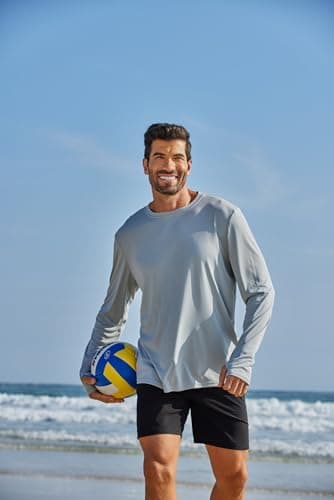 PINSPARK 2 Pack Long Sleeve Sun Shirt UPF 50+ Rash Guards Quick Dry Lightweight Outdoor Swimming Fishing T-Shirt S Light Gray - Thumbnail 5