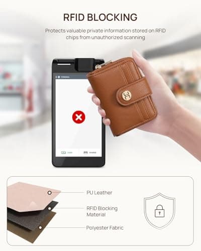 Telena Small Wallet Women RFID Blocking Bifold Card Holder Leather Wallets with Zipper Coin Pocket Brown - Thumbnail 3
