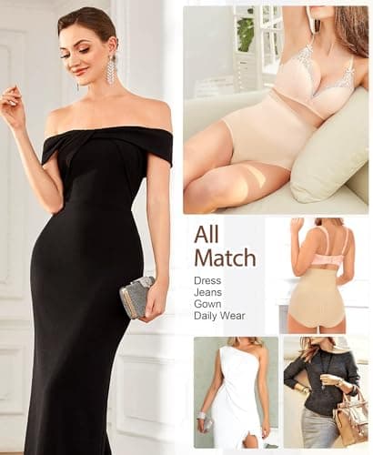 Ganado Tummy Control Shapewear Underwear for Women High Waisted Shaping Panties Compression Body Shaper Panty Girdle Briefs(#1 Beige has bones Large) - Thumbnail 6