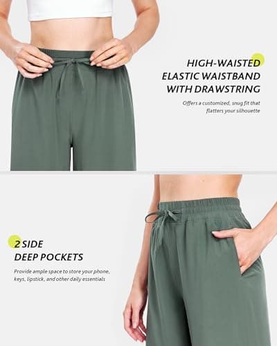 CAMPSNAIL Wide Leg Pants for Women - 25"/29" Casual Travel Summer Capri Business Lightweight Dress Trousers with Pockets - Thumbnail 3