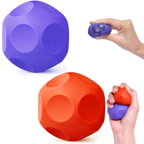 Sensory Stress Balls - Fidget Toy for Adults & Teen, Silicone Polyhedron Hand Therapy Ball with Beads Inside Relief Stress Squeeze Toy for Autism & ADHD, Office Desk Toy for Easter Basket Stuffers - Image 1