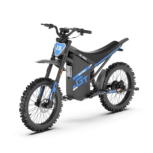 RIXOC GT19 Electric Dirt Bike for Teens & Adults, 3000W Electric Motorcycle, 52V 31.2Ah Removable Battery, 39MPH Top Speed, Hydraulic Brakes, Blue - Image 1