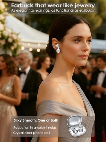 FUNNYEAH JewelPods H01 Wireless Earbuds for Small Ear, Open Ear Earbuds Jewelry-Inspired Designs Metal Headphones, Excellent Spatial Audio,Sweat and Water Resistant,72H Play - Thumbnail 2