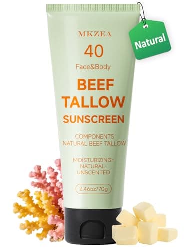 Beef Tallow Sunscreen SPF 40 for Face, Coral Reef Safe, Travel Size Organic Non-Greasy Lightweight Formula For Women & Men, Summer Outdoor Sports Beach Home Office Daily Use, 2.46 OZ - Image 1