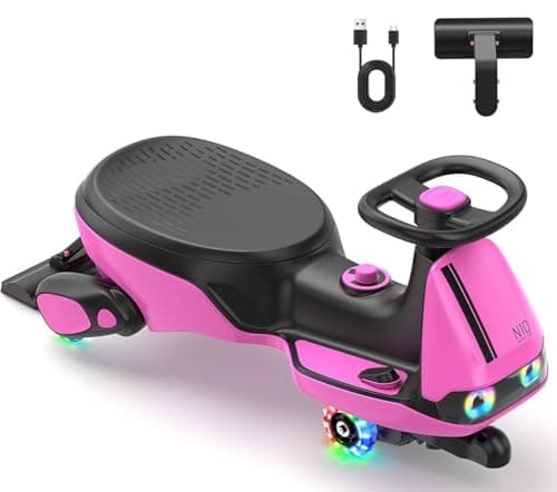 FanttikRide N10 Classic Electric Wiggle Car with Pedal, Type-C Rechargeable Battery, One-Click Detachable Mop, GlideWiz, Anti-Rollover, Flashing Wheels, Bluetooth, for Ages 3 and Up, 150 Lbs, Pink - Image 1
