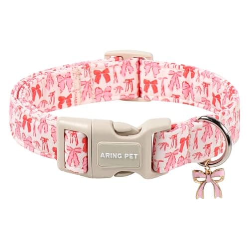 ARING PET Girl Dog Collar, Cute Spring Summer Pink Bow Puppy Pet Collars Necklace for Small Medium Large Female Dogs-S - Image 1