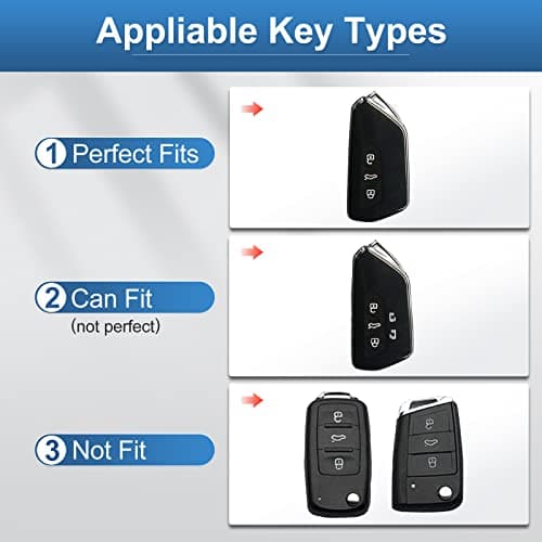 RUABIBAN Key Fob Cover Compatible with VW Volkswagen, Key Case Protection Shell Fit for Golf 8 ID4 Seat Leon MK 4 Skoda Octavia Smart Key - Thumbnail 2