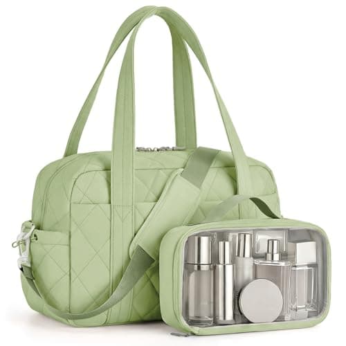 Percover Women Gym Bag with Toiletry Organizer Pouch, Quilted Workout Duffle with Compartments for Daily Fitness & Yoga, Locker-Friendly Soft Carry, Mint Green - Image 1