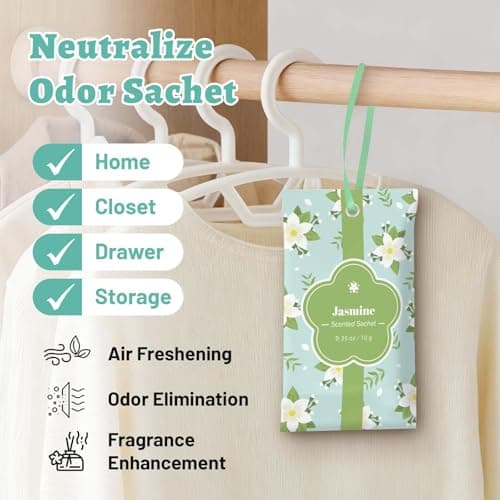 STRN Scented Sachets for Drawer and Closet, Jasmine Scented Long-Lasting Sachets, 14 Packs for Home Fragrance, Small Space Air Freshener for Wardrobes - Thumbnail 3