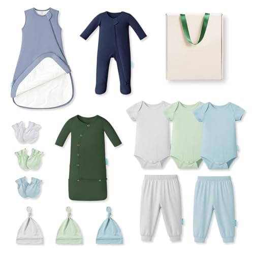 PurComfy Bamboo Newborn Clothes Gift Set: 14-Piece Buttery-Soft Layette Set with Sleep Sack, Baby Boy Clothing Essentials — Bamboo Lover Set, 3-6 Months - Image 1