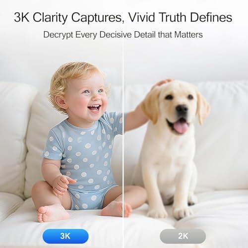 3K 5G Wi-Fi Security Camera Indoor, Backup Battery for Power Outage Protection, Free AI Tracking Facial ID, 5MP Pet/Dog Camera w/ Speaker & Phone App, PTZ Baby Monitor, 0-Glow Night Vision, 2-Way Talk - Thumbnail 4