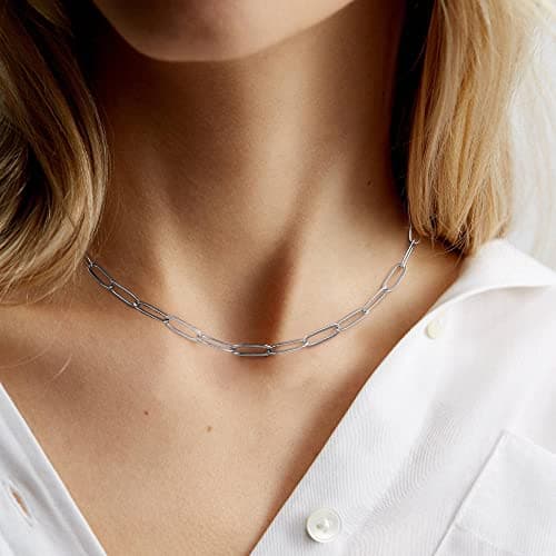 M MOOHAM Silver Plated Layered Initial Necklaces for Women - Cute Letter Initial B Necklace Choker Necklace Silver Plated Layered Necklaces for Women - Thumbnail 2
