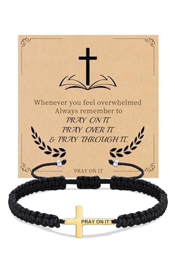 Sistble Easter Gifts for Women Teens, Easter Basket Stuffers Confirmation Gifts for Teen Christian Gifts for Women Cross Bracelet Inspirational Gift Confirmation Baptism Religious Gift Braided Jewelry - Image 1