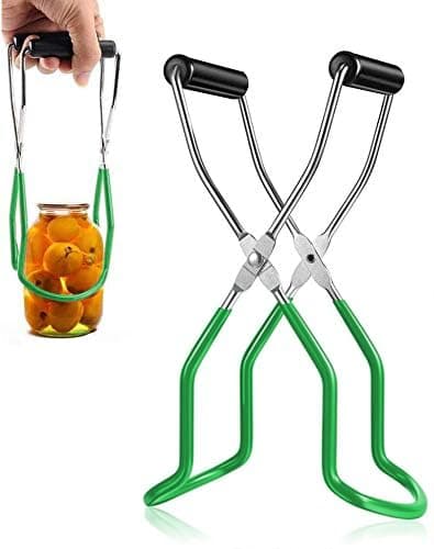 Canning Jar Lifter Tongs, Stainless Steel Jar Lifter with Rubber Grips - for Slip Wide-Mouth Clip for Kitchen Restaurant, Green - Image 1