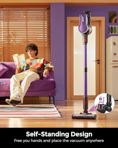 SVHT Cordless Vacuum Cleaner, 500W 45KPA 50Mins Stick Vacuum Cleaners for Home with LED Light, Self-Standing, Anti-Tangle Brush & 1.6L Dust Cup, Lightweight Vacuum for Pet Hair, Carpets, Hard Floors - Thumbnail 5