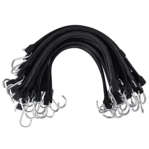 XSTRAP STANDARD 20 Pack 15'' Adjustable Rubber Tarp Straps, EPDM Bungee Cords with Metal S Hooks Tie Down Straps for Outdoor, Tarp Covers, Canvas Canopies, Motorcycle, and Cargo - Image 1