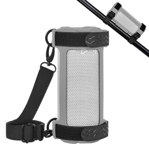 Silicone Cover for JBL Grip Compact Bluetooth Speaker, Portable Carrying Case with Adjustable Detachable Shoulder Strap for Bicycle - Grey - Image 1