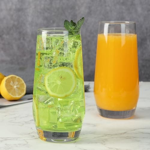 LmmNaoer Highball Glasses Set of 4 (18 Ounce), Lead-Free Crystal Tall Drinking Glasses for Water, Cocktail & Beverage - Thumbnail 2