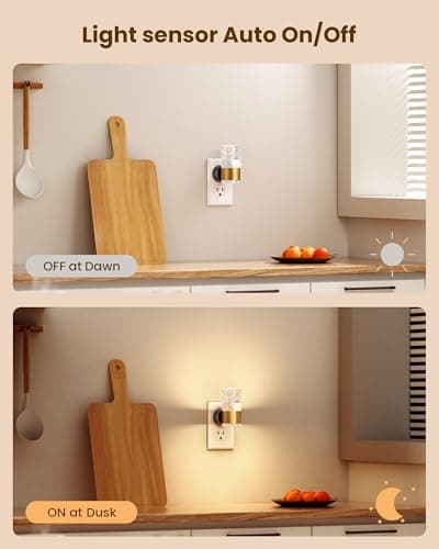 VOLISUN LED Night Lights Plug into Wall, Dimmable Night Light 3 CCT & 5 Brightness Levels, Acrylic Bubble Nightlight with Dusk to Dawn Sensor for Hallway, Bathroom, Stair, Nursery Gold 4 Pack - Thumbnail 3