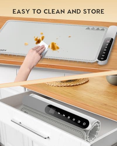 Warming Mat for Food Electric Silicone Fast Heating Chafing Dishes for Parties Buffet with APP Controller 15"x23.6" with 8H Timer & Adjustable Temperature, Light Gray - Thumbnail 6