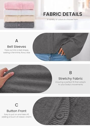 KIRUNDO Cardigan Sweaters for Women Fall Trendy Long Sleeve Chunky Knit Button Up Oversized Winter Jacket Casual Outwear(Grey, Medium) - Thumbnail 4