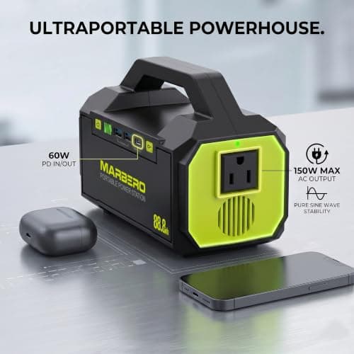 MARBERO Portable Power Station with AC Outlet 100W Solar Generator 88.8Wh - Thumbnail 3