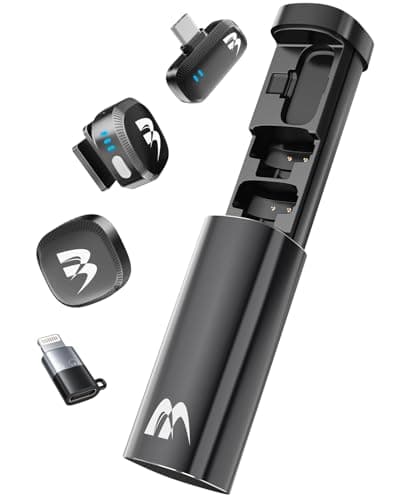 2 Pack Wireless lavalier Microphone,Mini Microphone (Lightning/USB C) Ai Noise Cancelling Hi-Fi studio-quality with Charging Case, Plug-and-Play 160ft Compact Clip-on Mic for iPhone, Android，iPad - Image 1