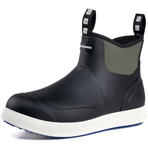 WOVENPAK Deck Boots for Men, Waterproof Fishing Boots, Mens Anti-slip Rubber Work Ankle Rain Boots Shoes for Outdoor Fishing, Boating, Size 7 - Image 1
