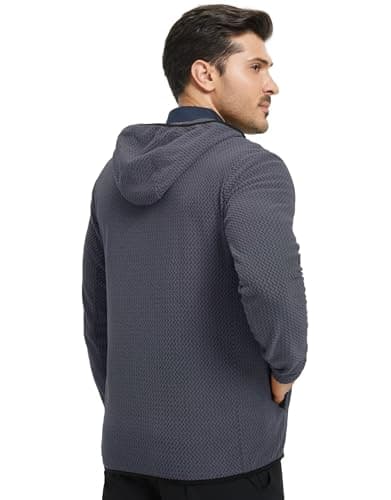 M MAELREG Mens Winter Zip-Up Hoodie Jacket Lightweight Stretch Double-Sided Fleece with 5 Pockets for Outdoor - Thumbnail 2