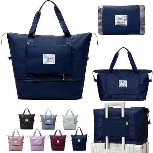 AYWVRBST Extra Large Capacity Foldable Travel Bag,Gift,Dry and Wet Separation Multifunctional Sports Shoulder Bag (Dark Blue, Extra Large) - Image 1