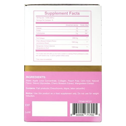 Sipnutri Sakura Collagen Drink - 3000mg Marine Peptides Liquid Shot for Women and Men, Hydrolyzed with Cherry Blossom & Mangosteen Extract, Supports Skin Hydration, Hair & Nail Health –1.69 fl oz x30 - Thumbnail 6