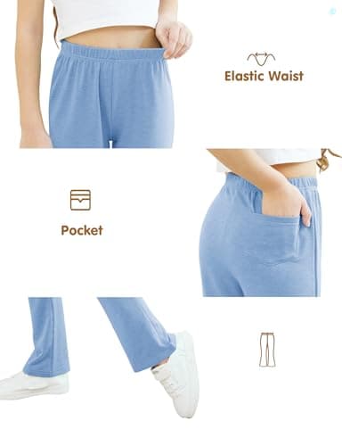 Felpur Girls Flare Leggings Kids High Waist Bell Bottom Pants Casual Leggings for Teen Girls Black/Pink/Blue 10-11Year - Thumbnail 6