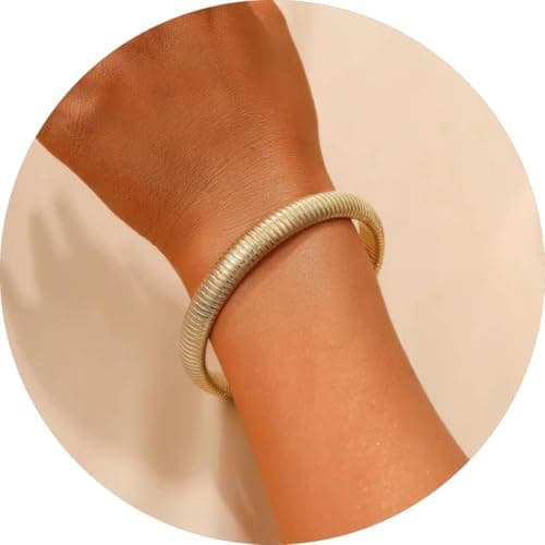 Bracelets Sets 14K Gold Plated Toned Bangle Coiled Design Minimalist Aesthetic Elegance Gift - Thumbnail 2