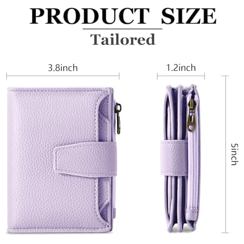 Airkit Small Wallet Women RFID Blocking Soft Leather Bifold Compact Card Holder Wallet for Women with Zipper Coin Pocket 4 ID Window - Thumbnail 3