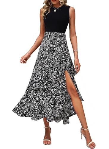Dokotoo Summer Dresses for Women 2026 Elegant Classy Spring Floral Boho Cocktail Wedding Guest Dresses Womens Midi Dress Vacation Beach Outfits Formal Women's Dress A Black - Image 1