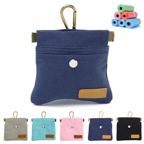 COSOWO Dog Treat Pouch, Hand Free Dog Training Treat Bag with Carabiner & Magnetic Buckle, Auto Closing Pet Walking Bag for Puppy Travel or Outdoor Use, Pet Feed Snack Reward Pocket, Navy - Image 1