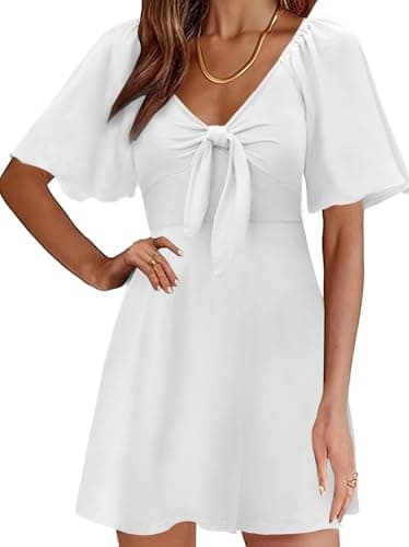 MixShe Summer Dresses for Women 2026 Italian Dress Fall Fashion Plus Size Beach Vacation Clothes Elegant Classy Sundresses Wedding Guest Maxi Seniors Outfits White Medium - Image 1
