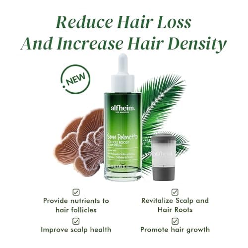 ALFHEIM Saw Palmetto Scalp Serum for Boost Follicle - Infused With Caffeine, Biotin for Thicker Hair - Balance Scalp, Rejuvenate Hair Follicles ＆ Improve Hair Density - 1.69 fl oz + Serum Applicator - Thumbnail 5