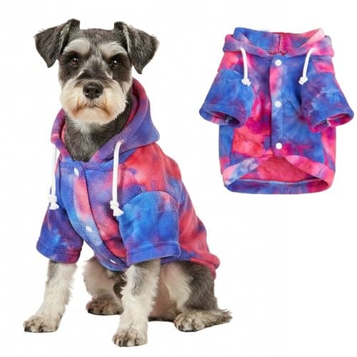 Mklhgty Tie Dye Dog Hoodie, Winter Coat for Small Dogs - Ultra-Soft Adjustable Warm Hood, Breathable Comfort Fabric for Daily Use - Image 1