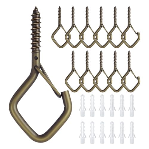Ticway 12 PCS Q-Hanger Hooks for String Lights, Ceiling Hangers for Plants & Wind Chimes, Christmas Decorations Outdoor Hooks Bronze - Image 1